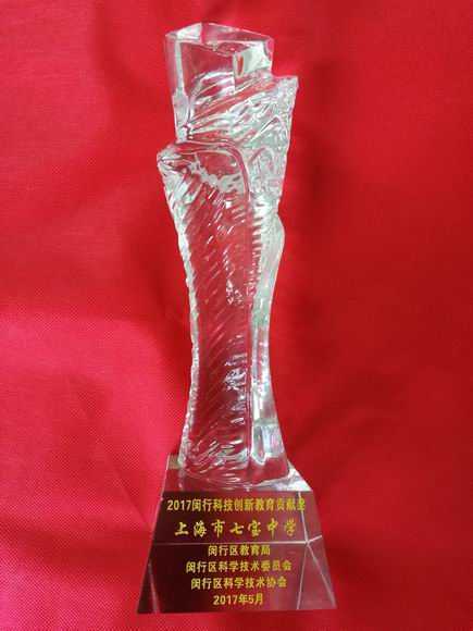 2017.05七宝中学----荣获2017年闵行科技创新教育贡献奖(奖杯).jpg