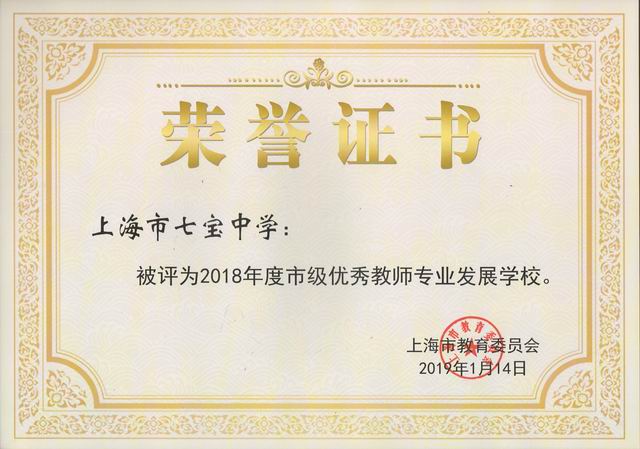 2019.01七宝中学----被评为2018年度市级优秀教师专业发展学校(证书).jpg